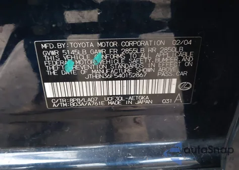 2004 Lexus Ls 430 z USA, uszkodzony, nr VIN JTHBN36F540152867